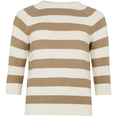 Max Mara Sante Stripped Cotton Sweater In Beige