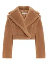 Max Mara Santos 2-in-1 Crop Vest In Teddy Fabric In Brown