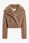 Max Mara Santos Cropped Teddy Coat In Brown