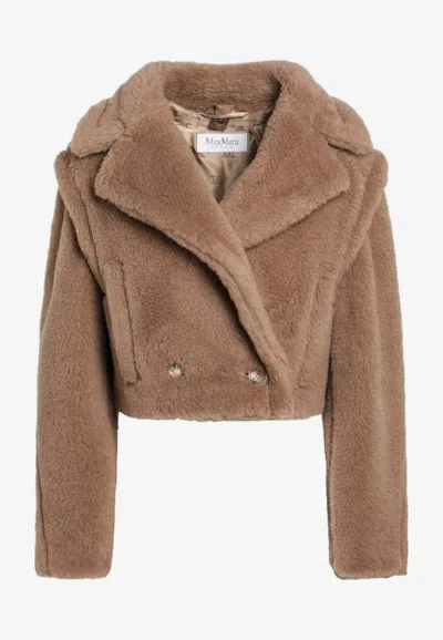 Max Mara Santos Cropped Teddy Coat In Brown