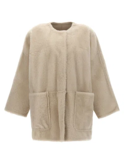 Max Mara Santos Fur White In Neutral