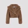 Max Mara Gilet Crop 2-in-1 In Teddy Fabric In Brown