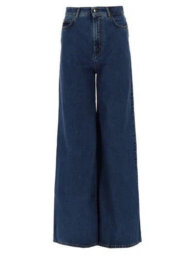 Max Mara Sarong Dritto Wide-leg Cotton Jeans In Blue