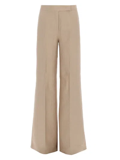 Max Mara Sartoriale "big" Wide-leg Linen Pants In Beige