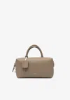Max Mara Structured Handbag With Detachable Strap And Top Handles In Brown