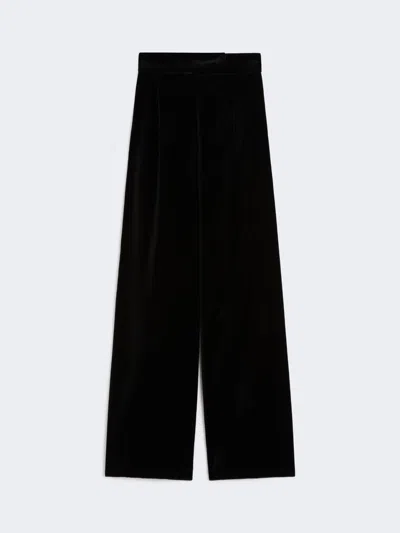 Max Mara Sateen Velvet Trousers In Black