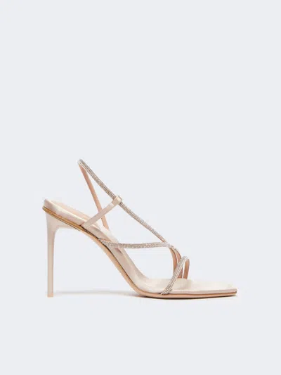 Max Mara Satin And Crystal Sandals In Pink