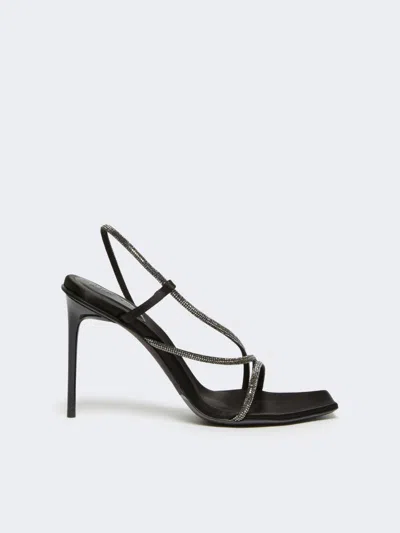 Max Mara Satin And Crystal Sandals In Black
