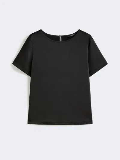 Max Mara Satin And Jersey T-shirt In Black