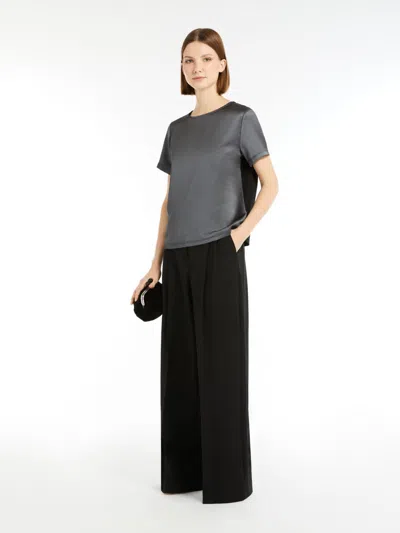 Max Mara Satin And Jersey T-shirt In Black