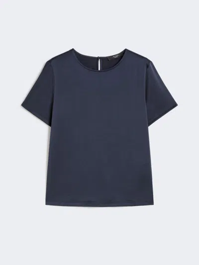 Max Mara Satin And Jersey T-shirt In Blue