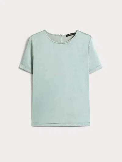 Max Mara Satin And Jersey T-shirt In Green