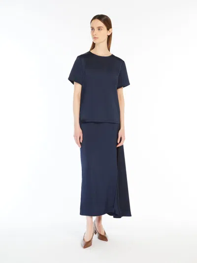 Max Mara Satin And Jersey T-shirt In Blue