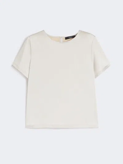 Max Mara Satin And Jersey T-shirt In White