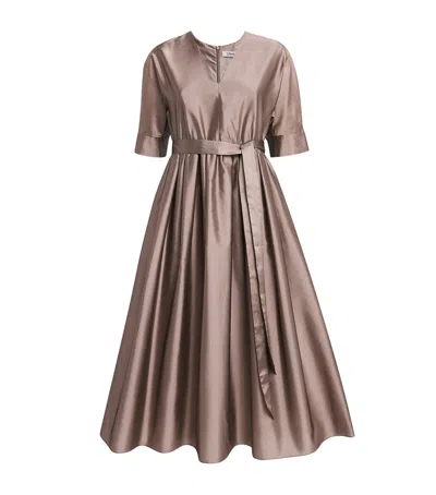 Max Mara Satin Belted Midi Dress In Pink