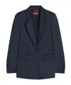 Max Mara Studio Silk-effect Single-breasted Jacket In Blue