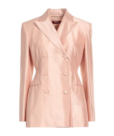 Max Mara Satin Blazer In Nude