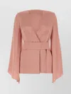 Max Mara Satin Blouse With Belted Waist And Textured Fabric In Pink