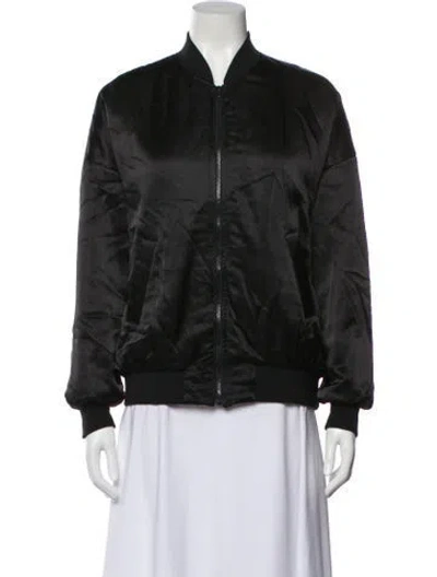 Pre-owned Max Mara Satin Bomber Jacket In Green
