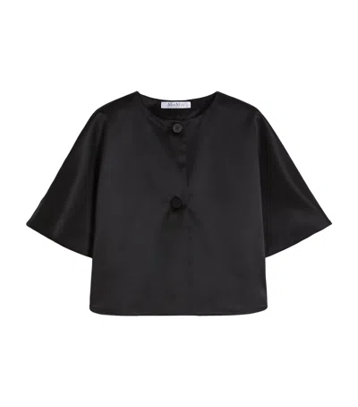 Max Mara Satin Cape-style Top In Black