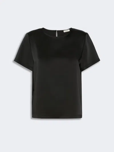 Max Mara Satin Crew-neck T-shirt In Black