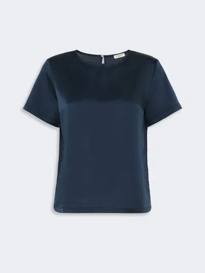 Max Mara Satin Crew-neck T-shirt In Blue