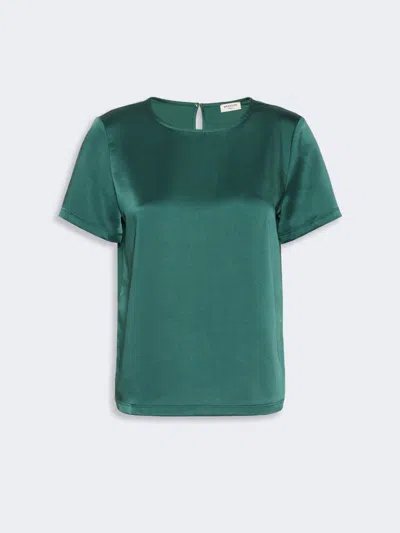 Max Mara Satin Crew-neck T-shirt In Green