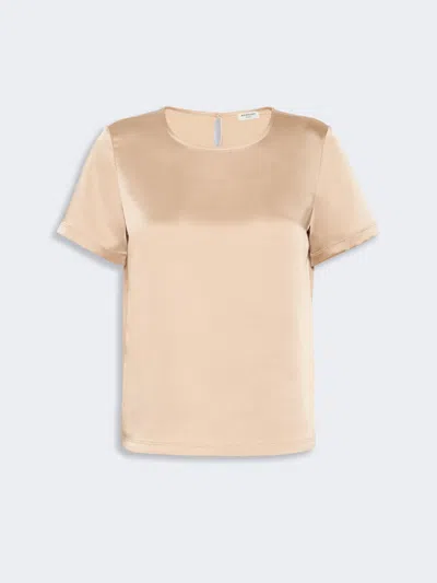 Max Mara Satin Crew-neck T-shirt In Neutral