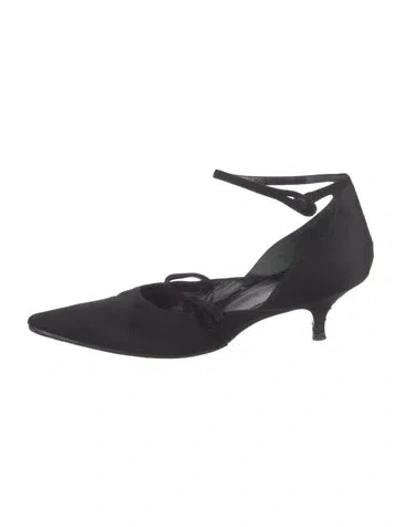 Pre-owned Max Mara Satin D'orsay Pumps In Black