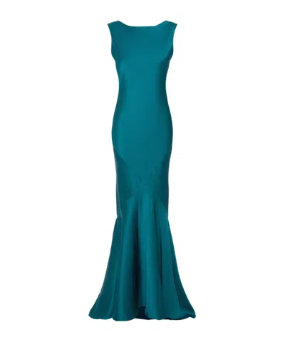 Max Mara Satin Dress In Blue