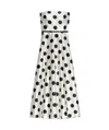 Max Mara Long Strapless Dress Polka Dots In White