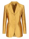 Max Mara Silk-blend Metallic Blazer In Yellow