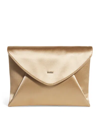 Max Mara Satin Envelope Clutch Bag In Brown