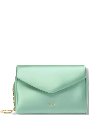Max Mara Satin Envelope Shoulder Bag In Green