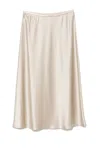 Max Mara Satin Finish Midi Skirt With Flowing Silhouette In White