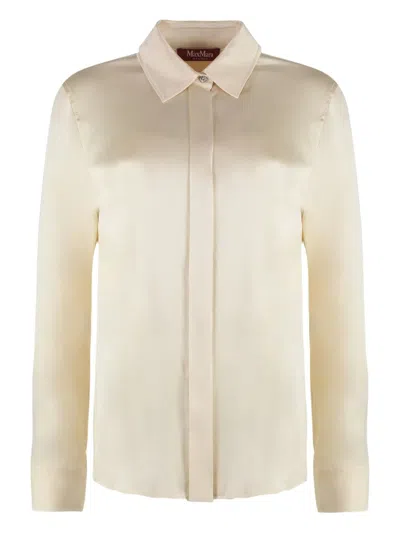 Max Mara Studio Baden Silk Shirt In Neutral