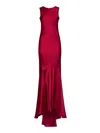 Max Mara Satin Flared Dress In Red