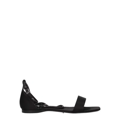 Max Mara Satin Flat Sandal In Black