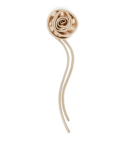 Max Mara Satin Flower Brooch In Neutral