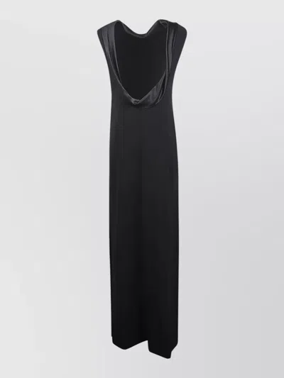 Max Mara Satin Maxi Dress Sleeveless Design In Black