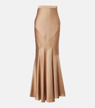 Max Mara Satin Maxi Skirt In Brown