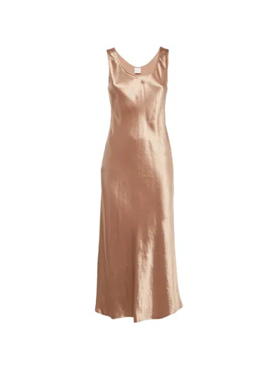 Pre-owned Max Mara Satin Midi Dress In Neutral