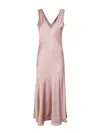 Max Mara Sleeveless Maxi Dress With Deep V-neckline In Pink