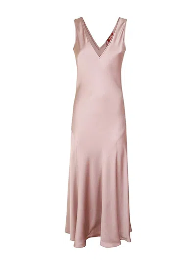 Max Mara Sleeveless Maxi Dress With Deep V-neckline In Pink