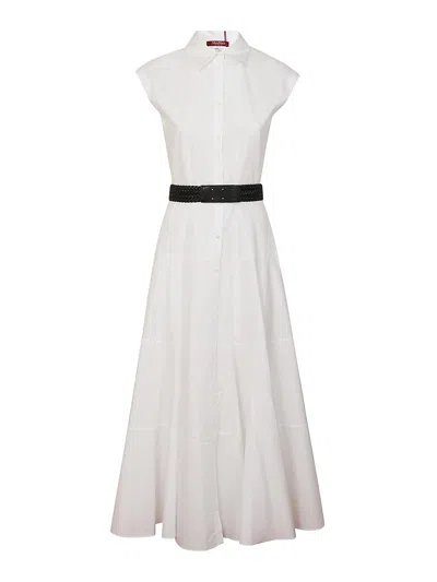 Max Mara Satin Midi Dress In White