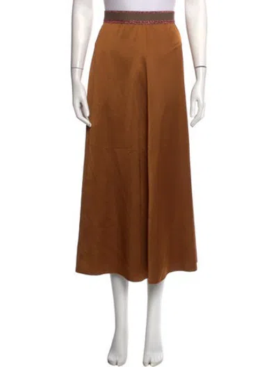 Pre-owned Max Mara Satin Midi Length Skirt In Brown