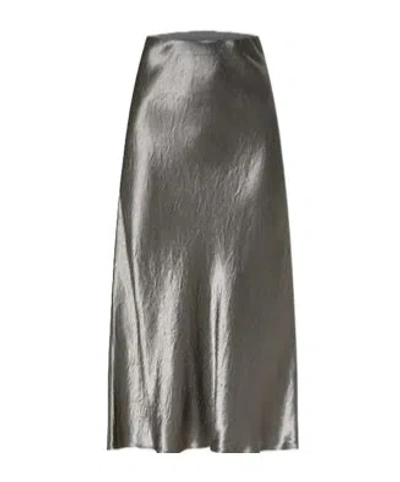 Max Mara Satin Midi Skirt In Gray