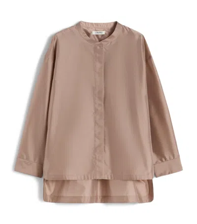 Max Mara Satin Oversized Shirt In Brown