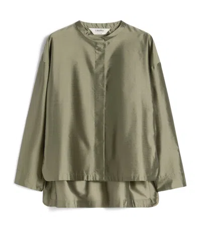 Max Mara Satin Oversized Shirt In Green