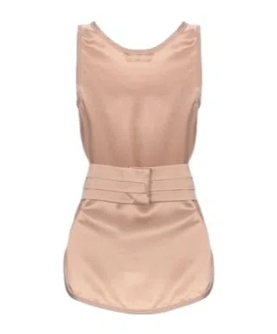 Max Mara Satin Round-neck Sleeveless Tank Top In Nude